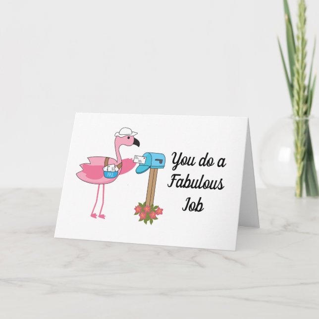 Funny Florida Flamingo Mail Lady  Letter Carrier Card (Front)