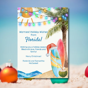 Funny Florida Sandy Beach Surf Boards Christmas Holiday Card