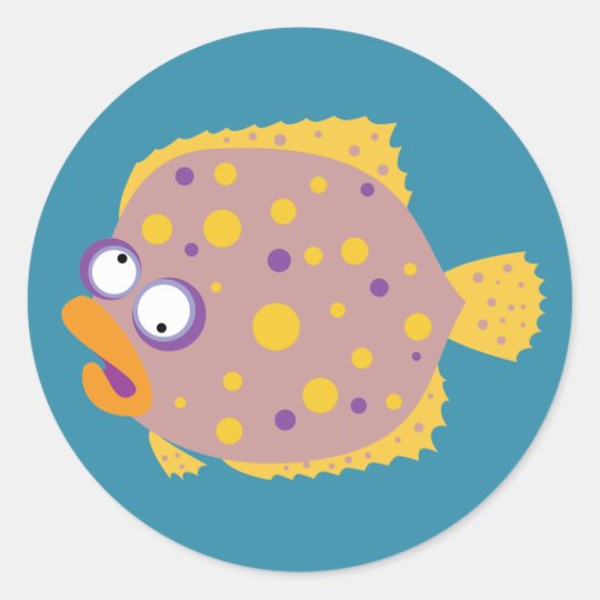 Funny Flounder Classic Round Sticker
