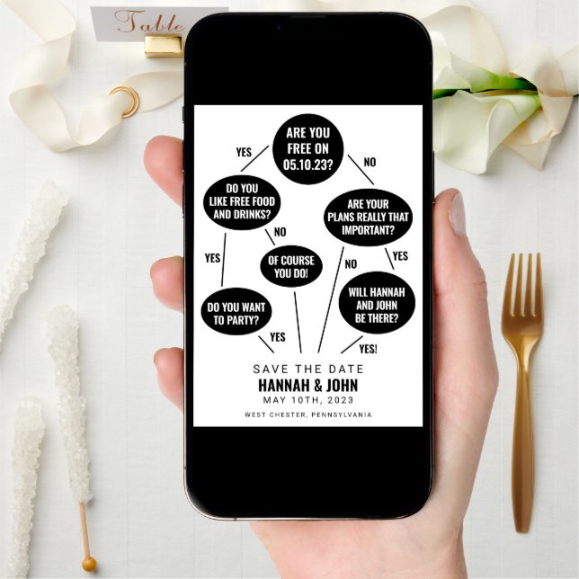 Funny Flow Chart Wedding Save the Date (Front Digital)