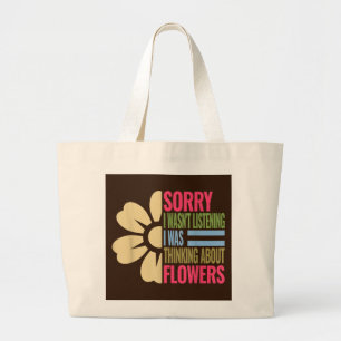 Funny flower lovers gardening word art large tote bag