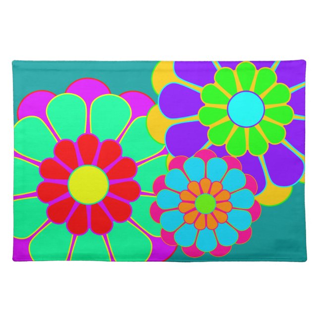 Funny Flower Power Bloom I II III Placemat (Front)