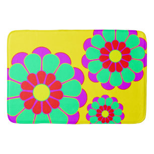 Funny Flower Power Bloom I + your backgr. & idea Bathroom Mat
