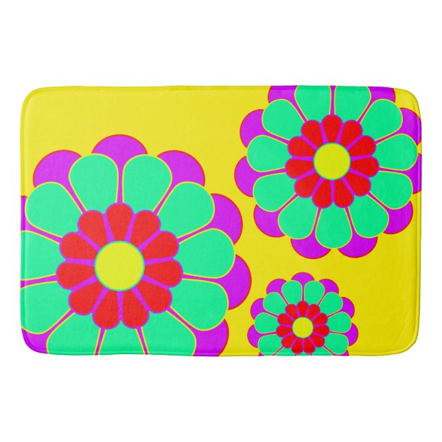 Funny Flower Power Bloom I + your backgr. & idea Bathroom Mat (Front)