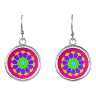 Funny Flower Power Bloom II + your backgr. & idea Earrings