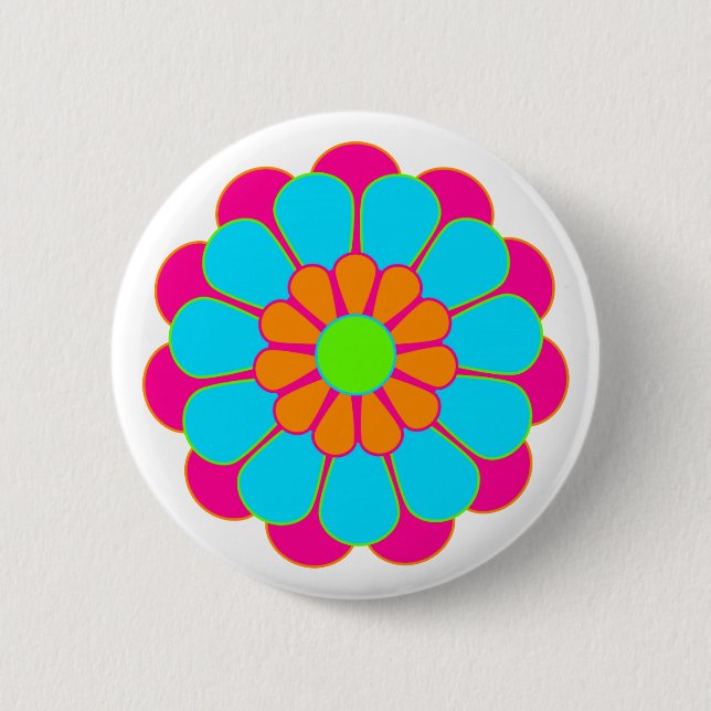 Funny Flower Power Bloom III Pinback Button (Front)