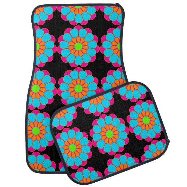 Funny Flower Power Bloom III + your backgr. & idea Car Floor Mat (Set)