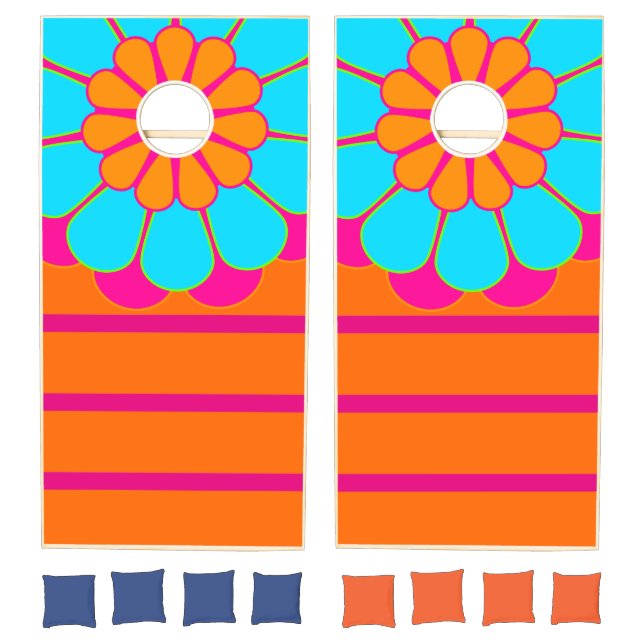Funny Flower Power Bloom III + your backgr. & idea Cornhole Set (Set)