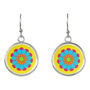 Funny Flower Power Bloom III + your backgr. & idea Earrings