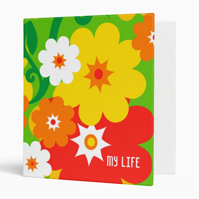 Funny Flower Power Wallpaper 3 Ring Binder (Front/Inside)