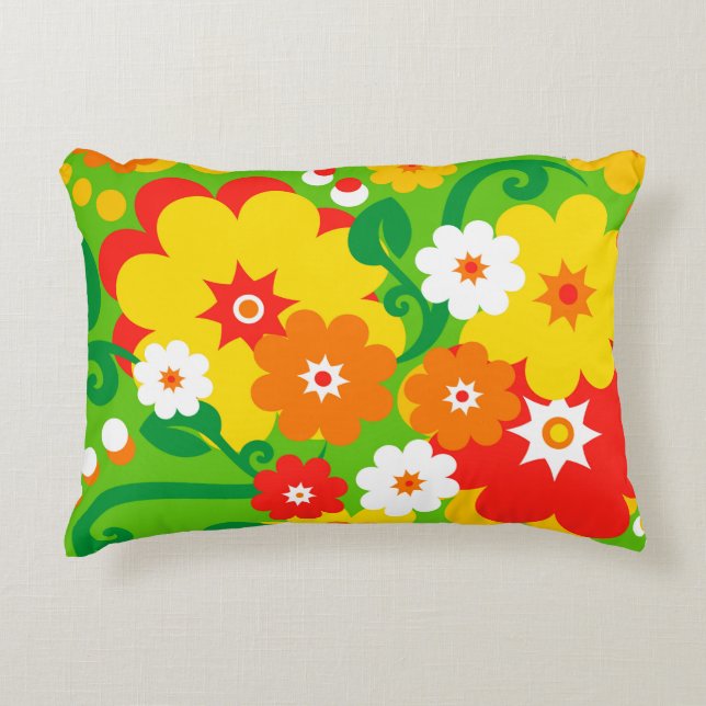 Funny Flower Power Wallpaper Accent Pillow (Front)