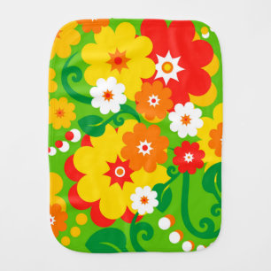 Funny Flower Power Wallpaper Baby Burp Cloth