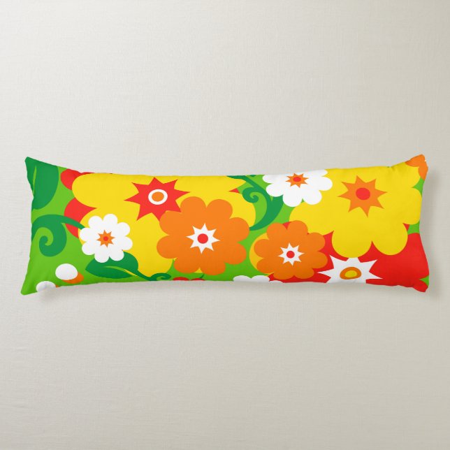 Funny Flower Power Wallpaper Body Pillow (Front)