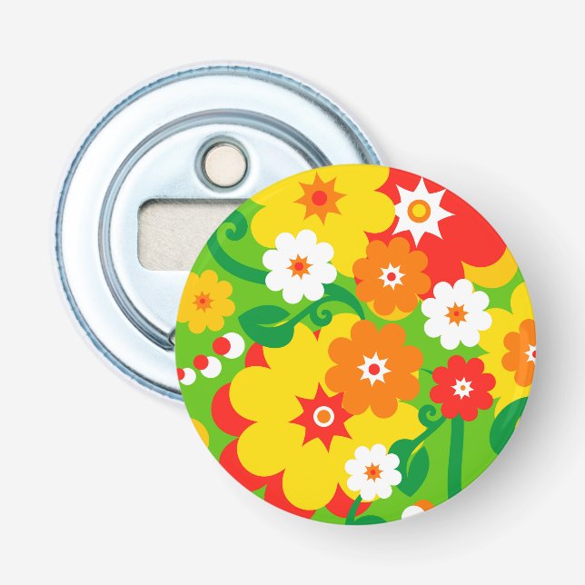 Funny Flower Power Wallpaper Bottle Opener (Front)