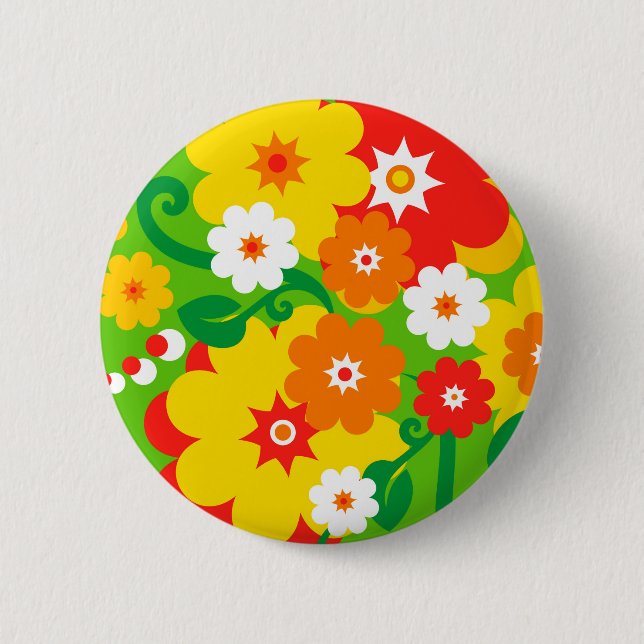 Funny Flower Power Wallpaper Button (Front)