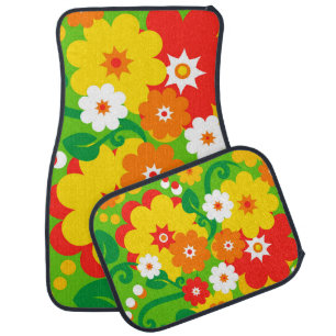 Funny Flower Power Wallpaper Car Mat