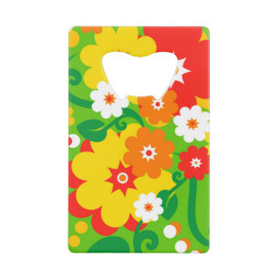 Funny Flower Power Wallpaper Credit Card Bottle Opener