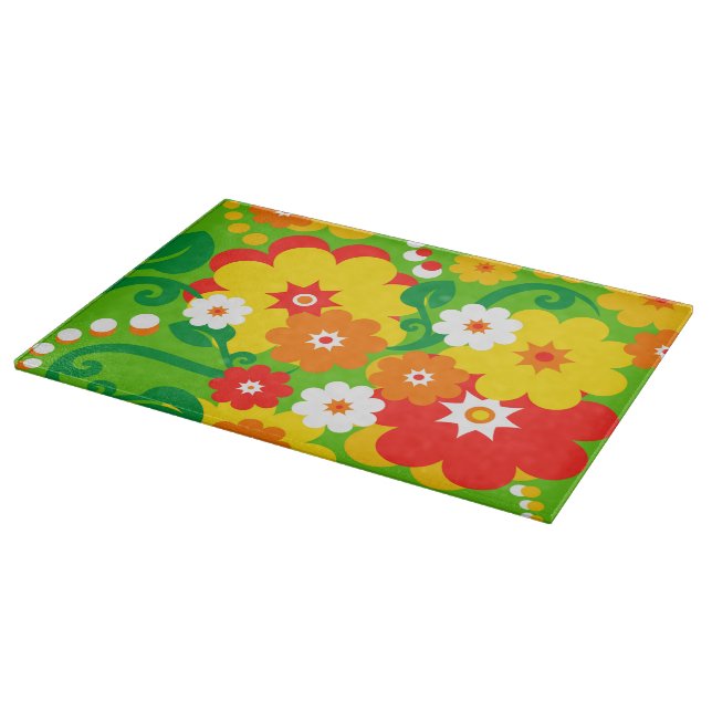 Funny Flower Power Wallpaper Cutting Board (Corner)