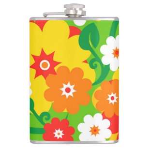 Funny Flower Power Wallpaper Hip Flask