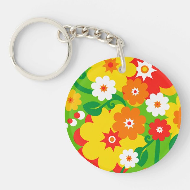 Funny Flower Power Wallpaper Keychain (Front)