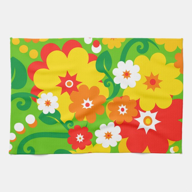 Funny Flower Power Wallpaper Kitchen Towel (Horizontal)