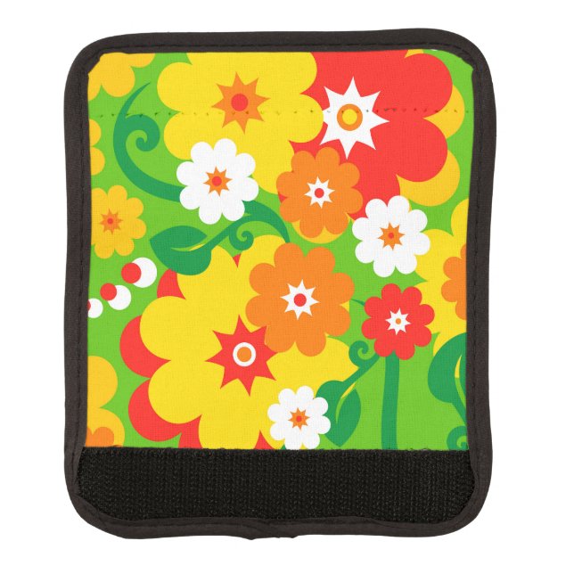 Funny Flower Power Wallpaper Luggage Handle Wrap (Front)