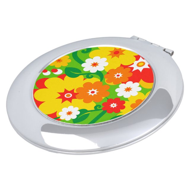 Funny Flower Power Wallpaper Makeup Mirror (Turned)