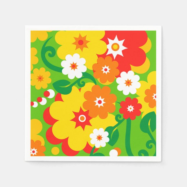 Funny Flower Power Wallpaper Napkins (Front)