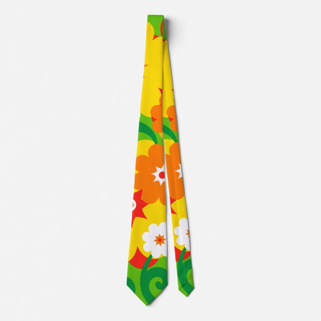 Funny Flower Power Wallpaper Neck Tie (Front)