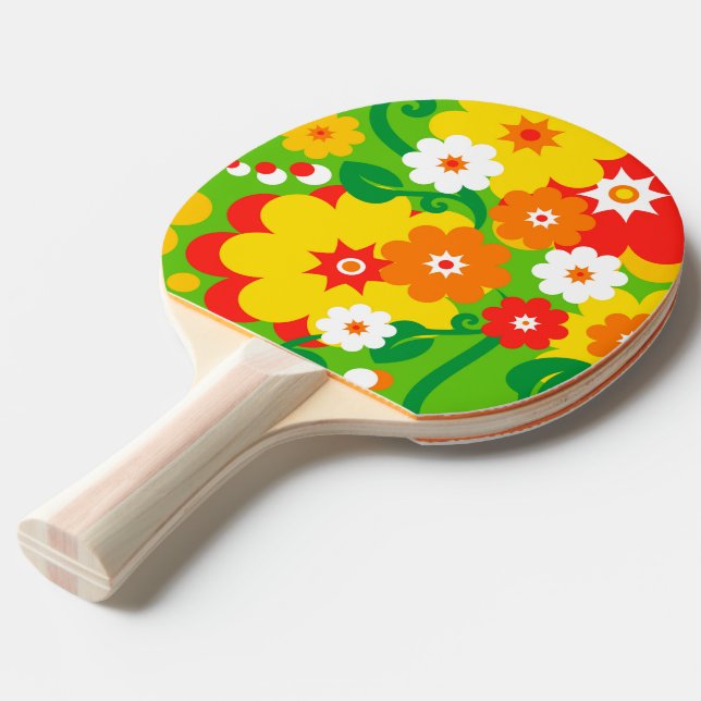Funny Flower Power Wallpaper Ping-Pong Paddle (Front Angle)