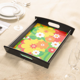 Funny Flower Power Wallpaper Serving Tray