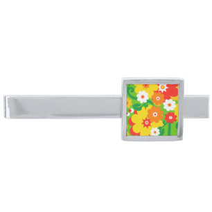 Funny Flower Power Wallpaper Silver Finish Tie Bar