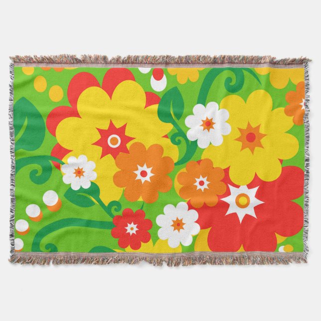 Funny Flower Power Wallpaper Throw Blanket (Front)