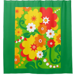 Funny Flower Power Wallpaper + your ideas Shower Curtain