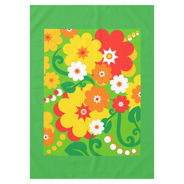 Funny Flower Power Wallpaper + your ideas Tablecloth (Front)