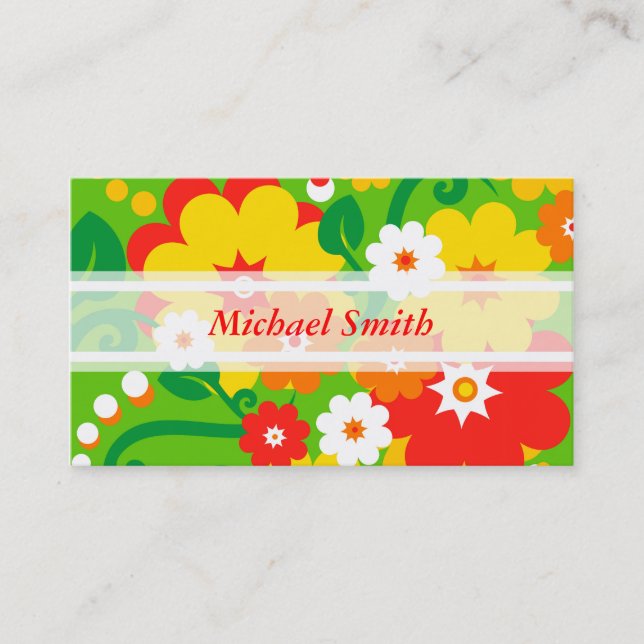 Funny Flower Power Wallpaper + your text Business Card (Front)