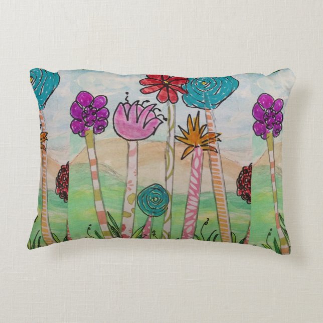 Funny Flowers Accent Pillow (Back)