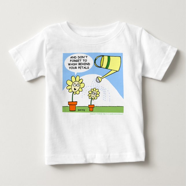 Funny Flowers Cartoon Baby Bathtime Baby T-Shirt (Front)