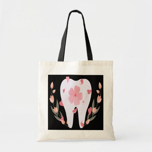 Funny Flowers Dental Hygienist Tooth Dentist  Tote Bag