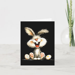 Funny fluffy bunny with wild fur cute rabbit art  card