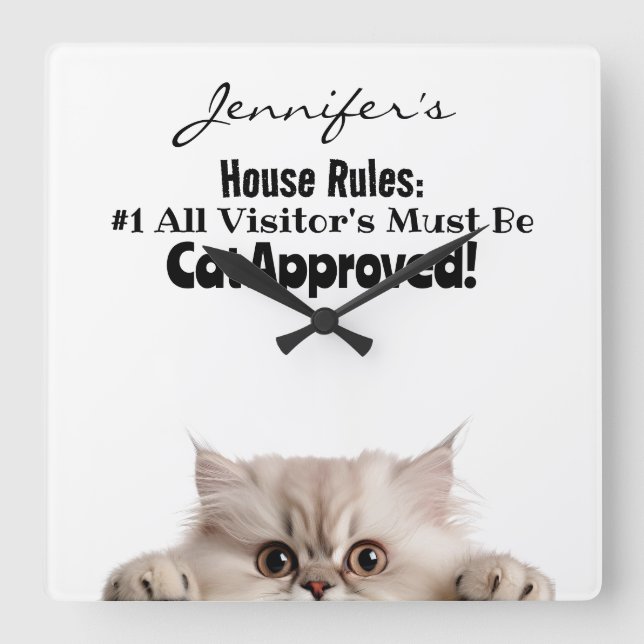 Funny Fluffy Cat Wall Clock (Front)