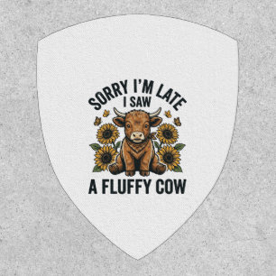 Funny Fluffy Cow Sunflower Vintage Engraving T-Shi Patch