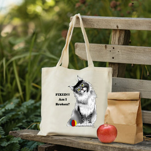 Funny Fluffy Maine Coon Cat Green Humor Tote Bag