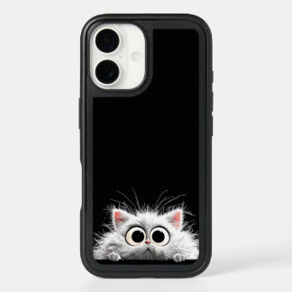 Funny Fluffy White Cat Peeking – iPhone 16 Case