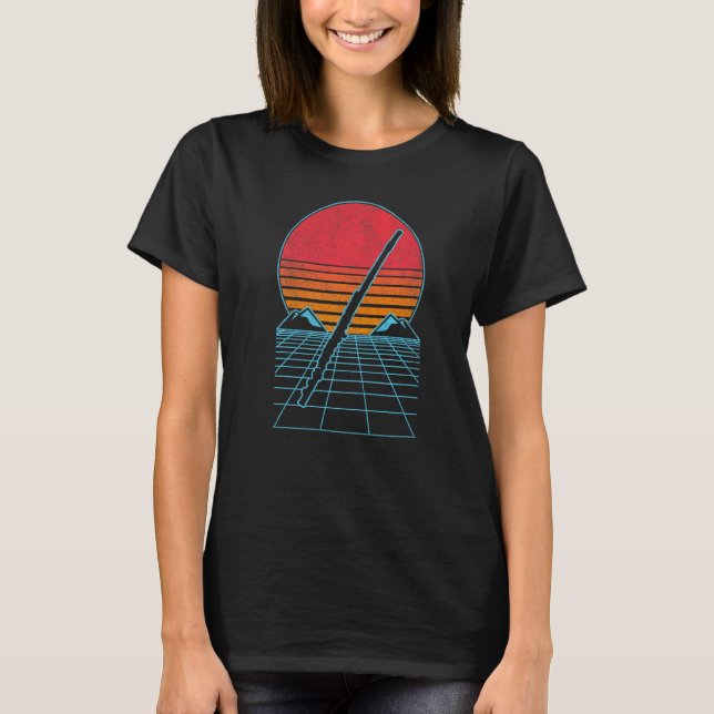 Funny Flute Player Flutist 80s 90s Retro Sunset T-Shirt (Front)