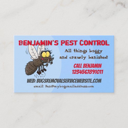 Funny fly cartoon pest control business business card