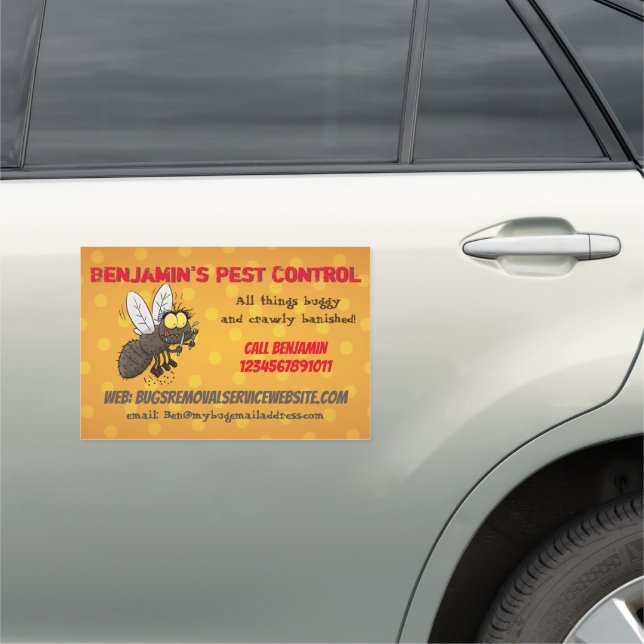 Funny fly insect pest control business car magnet (In Situ)