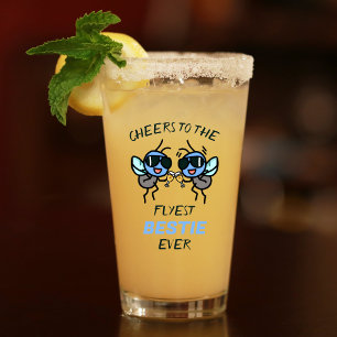 Funny Fly Pun Cheers Best Friend Happy Birthday Glass