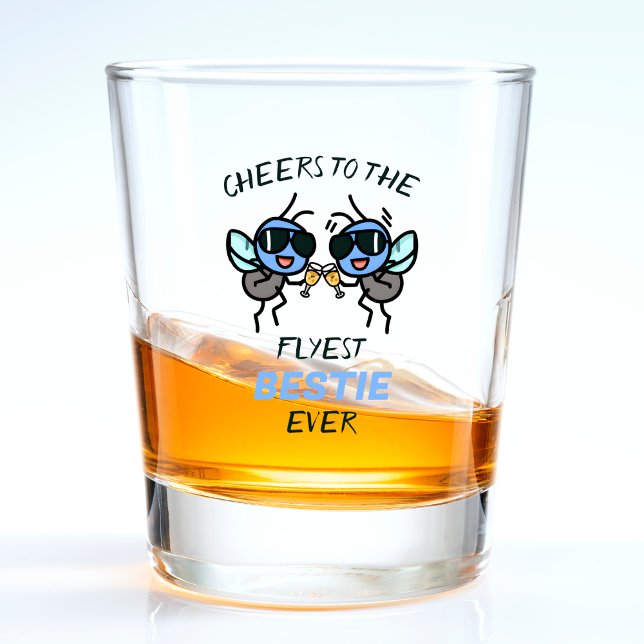 Funny Fly Pun Cheers Best Friend Happy Birthday Shot Glass (cool fly best friend birthday shot glass)
