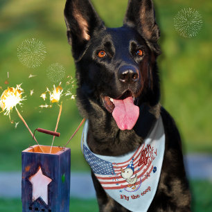Funny "Fly the Coop" Patriotic 4th of July Dog Pet Bandana Collar